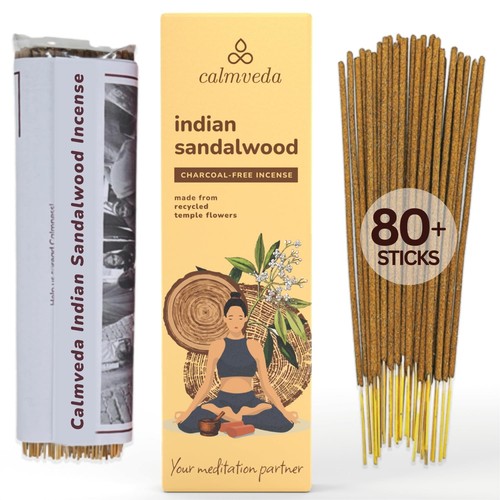 Indian Sandalwood Incense Sticks - (80 Sticks) Free Incense Made from Upcycle...