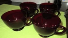 Vintage Ruby Red Glass Punch Cups Set Of 4 Anchor Hocking Cranberry Barware NICE