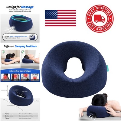BBL Recovery Pillow for Face Down Rest Navy Blue Washable Removable Cover