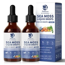 Thyroid & Immune Support Drops - Sea Moss, Black Seed, Ashwagandha Liquid,2x30ml
