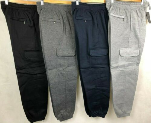 Cargo Pocket Fleece Track Pant, Tracksuit Pant Joggers, Work Pants W/Elastic Hem - Picture 2 of 20