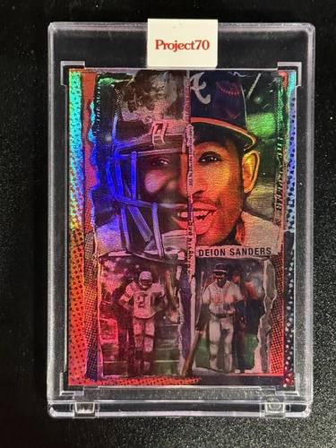 Deion Sanders Topps Project 70 Card 883 by Andrew Thiele RAINBOW FOIL  6/70