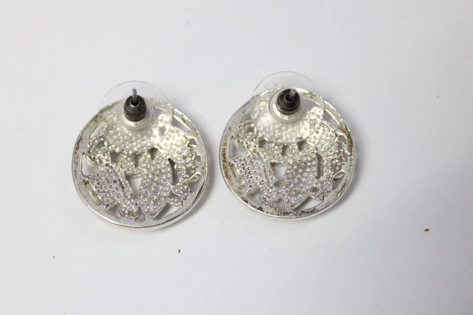 Round Multicolor Stones Sterling Silver Post Earrings - Image 4 of 4