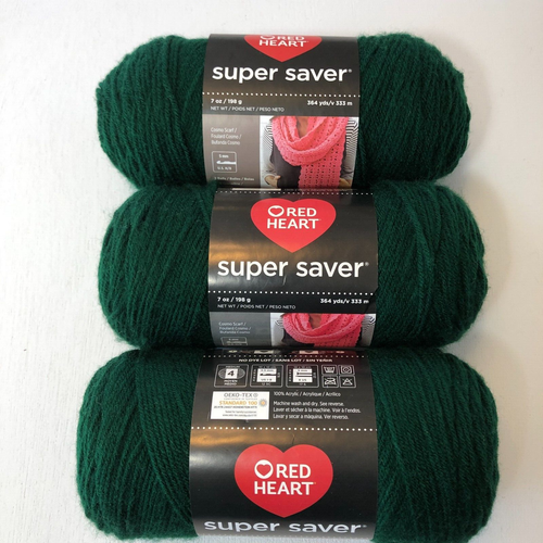 NUEVO Lote de 3 Hilos Red Heart Super Saver HUNTER GREEN Acrílico 7oz/364 yardas ea Nuevo en Paquete - Imagen 5 de 10