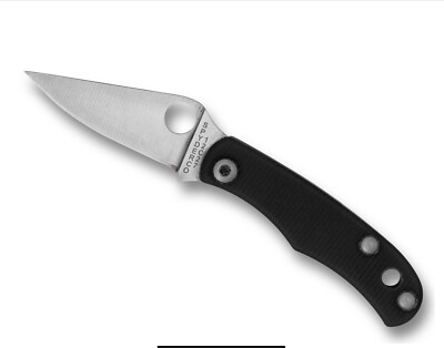 SPYDERCO New Bug, Black G-10 Handles, Plain Edge,  Sandvik 12c27 Steel, C133GBKP