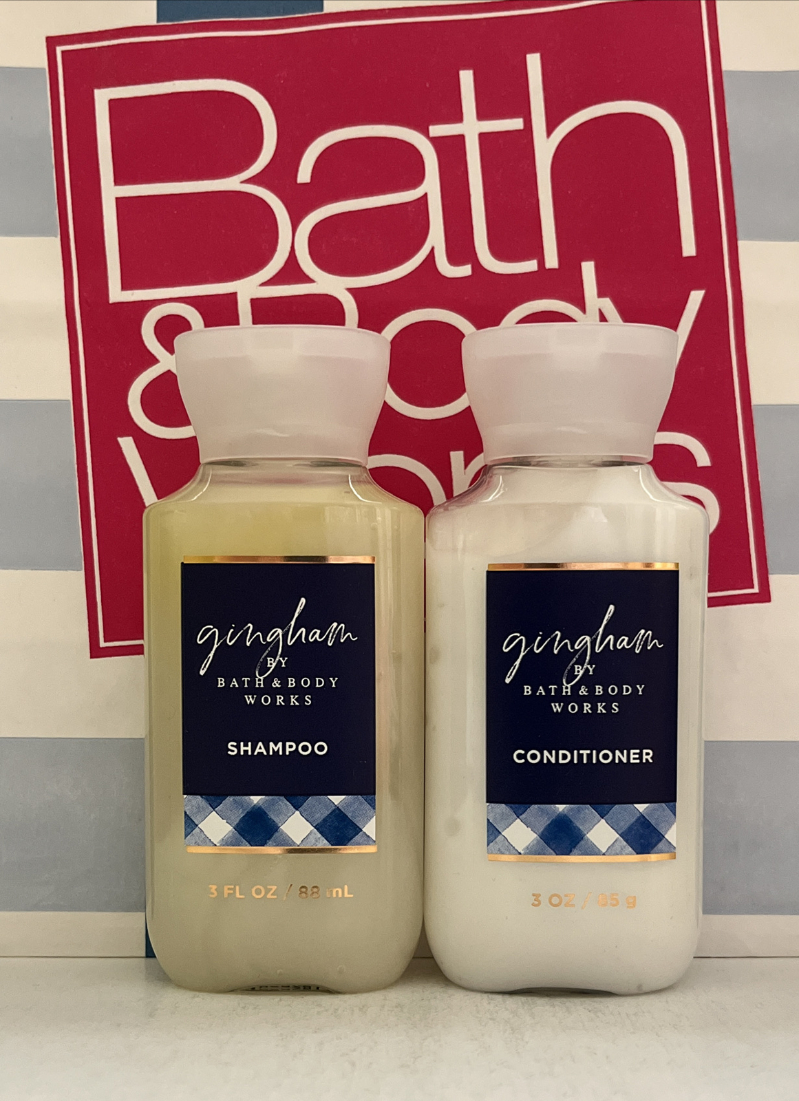 Bath & Body Works GINGHAM Travel Size 3oz/88ml Shampoo & Conditioner ...