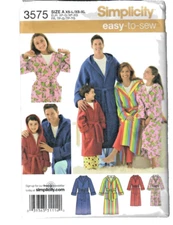 Simplicity 3575 Pattern Unisex Robe Size XS/L (Child/Teen) XS-XL (Teen/Adult)