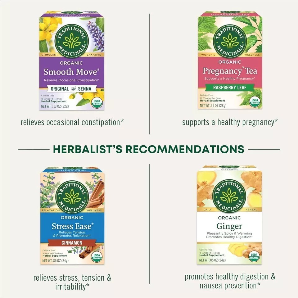 Traditional Medicinals Organic Raspberry Leaf Herbal Tea, Pack of 1-16 Tea Bags