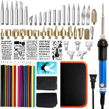 71Pcs 110V 60W Wood Burning Pen Set Stencil Soldering Tips Tools Pyrography Kit