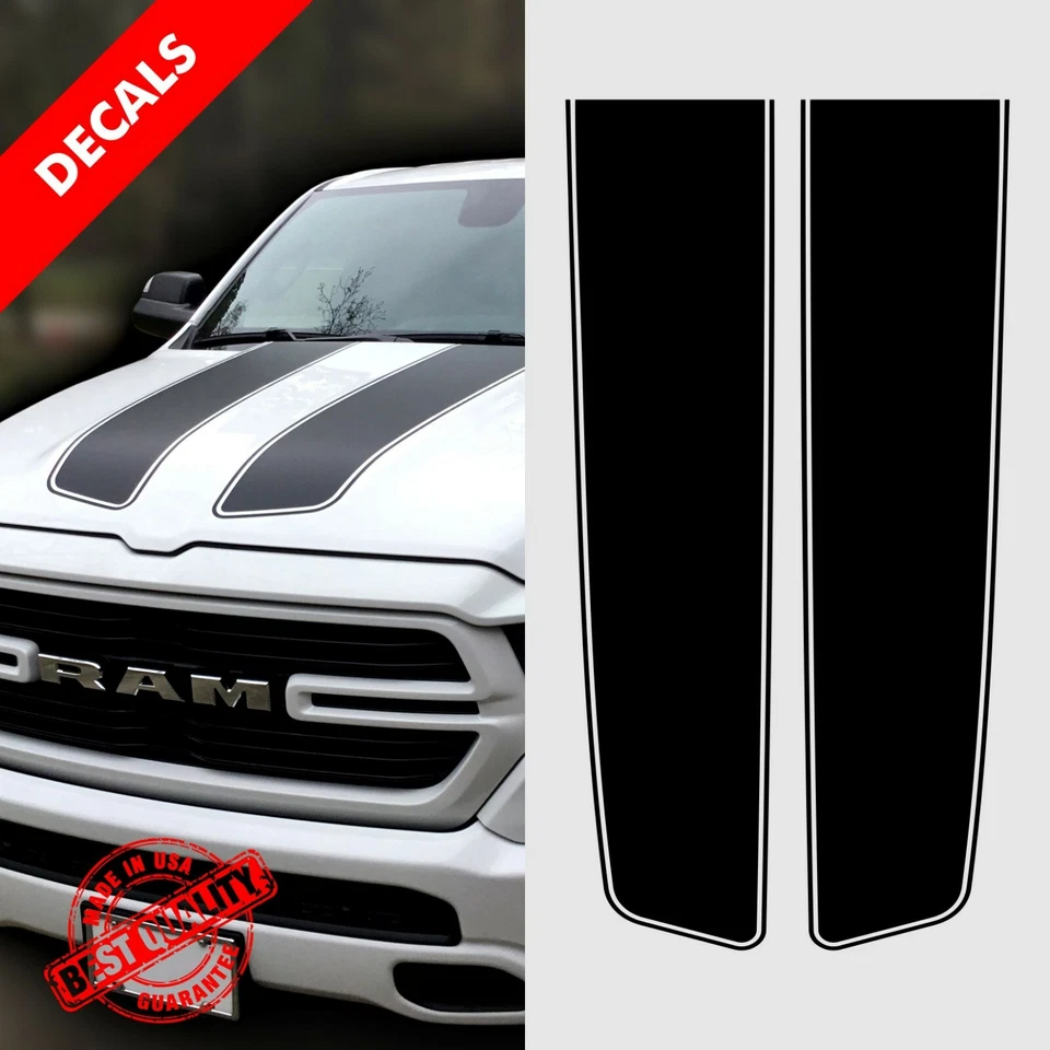 Juego de calcomanías de vinilo a rayas de carreras para todos los calcomanías de sección de capó de auto o camión | 47 Foto 3 de 4