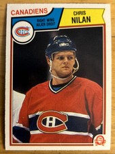 1983-84 O-Pee-Chee Chris Nilan Hockey Rookie Card RC #194 Canadiens Fair Creased