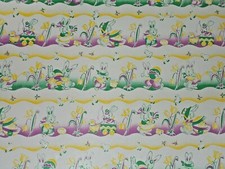 VTG EASTER BUNNY CHICK EGGS TULIPS WRAPPING PAPER GIFT WRAP 20