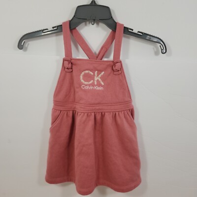 Calvin Klein Jeans Embroidered Apron Jumper Dress Little Girls Size 24mos
