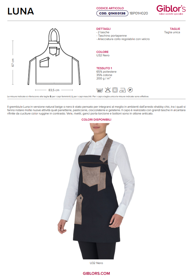 Set di 2 grembiuli regolabili con 2 tasche per cucina, ristorante