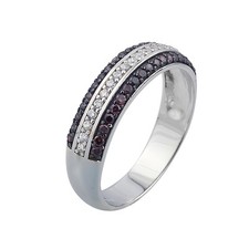 Sterling Silver 925 Brown White Gemstone Band Ring Size 8