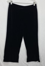 VTG JACLYN SMITH Woman Lounge Pants Black Velvet Velour Stretch 32x23.5 READ