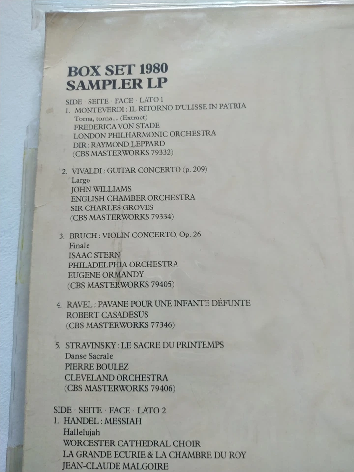 Box Set 1980 Sampler White Label Monteverdi Vivaldi Ravel - LP 12 " vinyl VG/VG - Bild 4 von 4