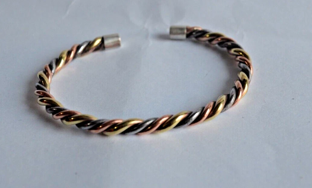 Three Metal Twisted Copper Bracelet Copper Bracelet Unisex Copper Bracelet