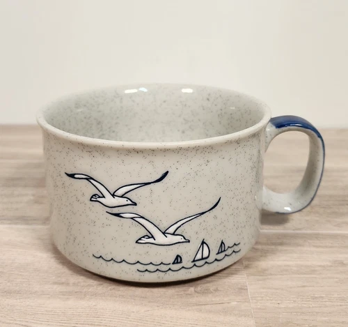 Otagiri Seagull Soup Mug Stoneware Japan Hand Painted Vintage READ
