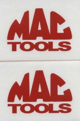 2 New  MAC TOOLS 4'' Red Decals  Stickers Toolbox  Truck  Car Show  Window  Decal