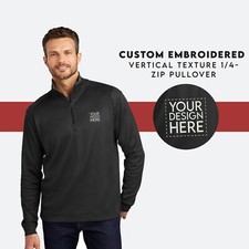 Custom Embroidered Pullover Sweatshirt Personalized Vertical Texture 1/4-Zip