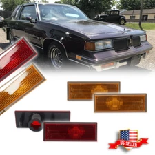 4X Amber Front & Red Rear Side Marker Light For 1981-1988 Oldsmobile Cutlass 442