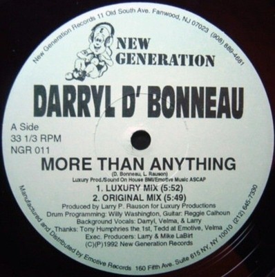 Darryl DBonneau More Than Anything STILL SEALED Vinyl Single 12inch New Gen