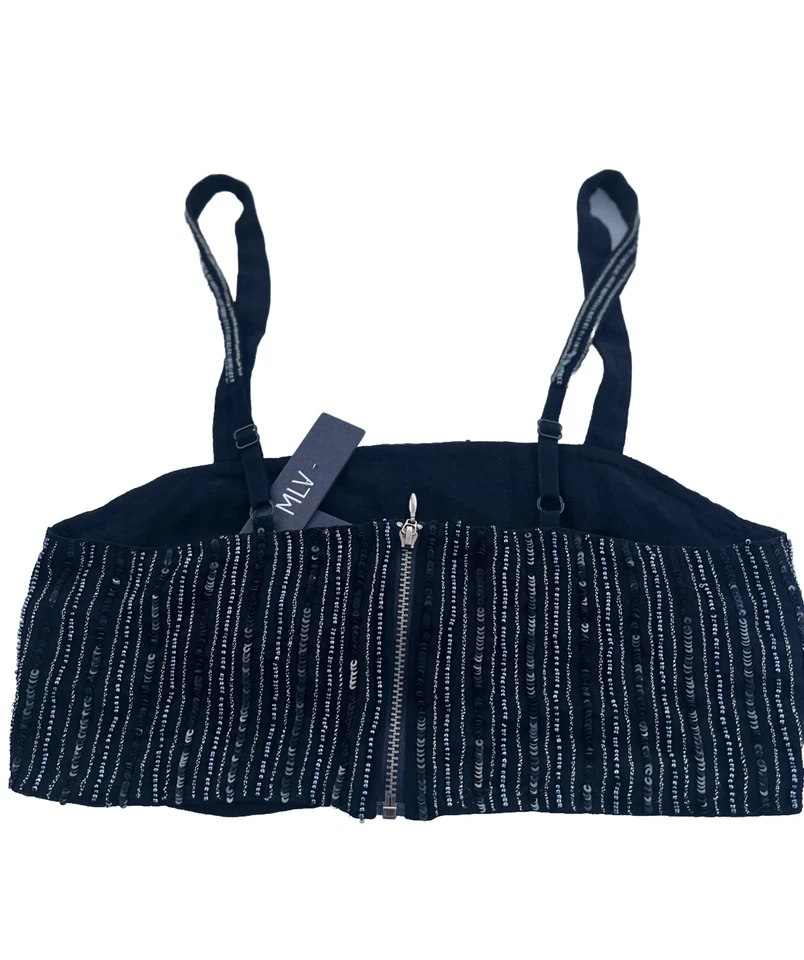 Sujetador Bralette Nasty Gal MLV Para Mujer Negro Tejido Dita Cuentas Talla S $168 Foto 3 de 4