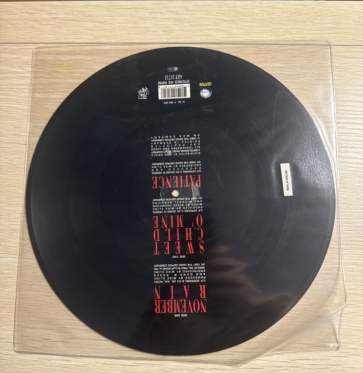 ピクチャー12インチ　Guns N' Roses  November Rain Rare vinyl? (Guns N' Roses Picture Disc 12'Ep November Rain