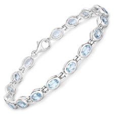 Khushi Damen Armband Sterling Silber Blautopas 19,0 cm