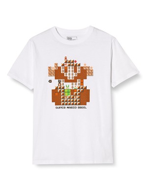 [Super Mario] T-Shirt Kurzarm Dot Mario Maker Retro Goods Herren Weiß 2 M