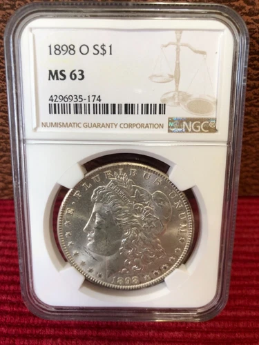 1898 O Morgan Silver Dollar in MS63 graded by NGC