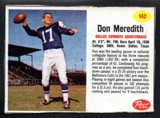 DON MEREDITH  cowboys  1962 POST CEREAL #142     NO CREASES