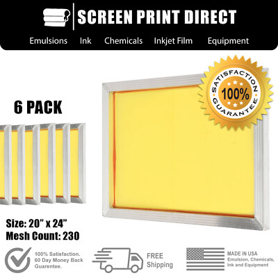 Ecotex  Aluminum Frame Screens For Screen Printing 20'' x 24'' 230 Yellow Mesh (6)