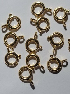  14 KT Gold Filled Clasps 8 MM Spring Ring Closed Eye 16 Pieces 