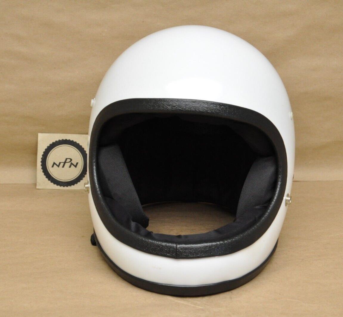Vintage NOS 1974 White Safetech IRR Full Face Large Helmet