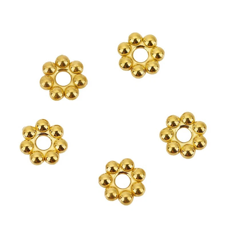 50 un. Chapado en Oro Acero Inoxidable Flor Cuentas Tapas Cuentas Espaciadoras Artesanía Foto 4 de 4