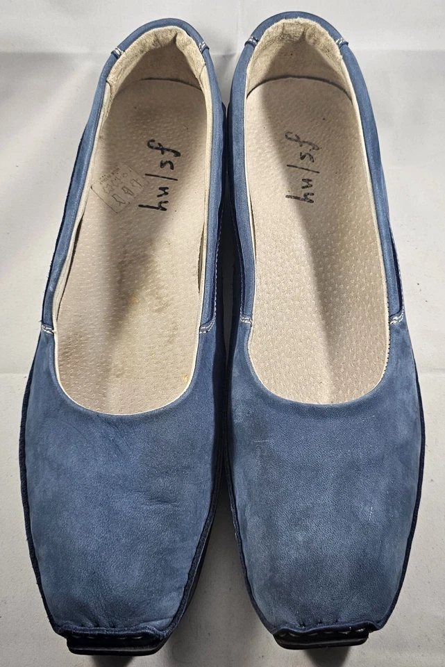 法国鞋底 FS/NY 女式 Stella 钴蓝色麂皮绒懒人鞋乐福鞋 11 码 — 第 2/4 张图片