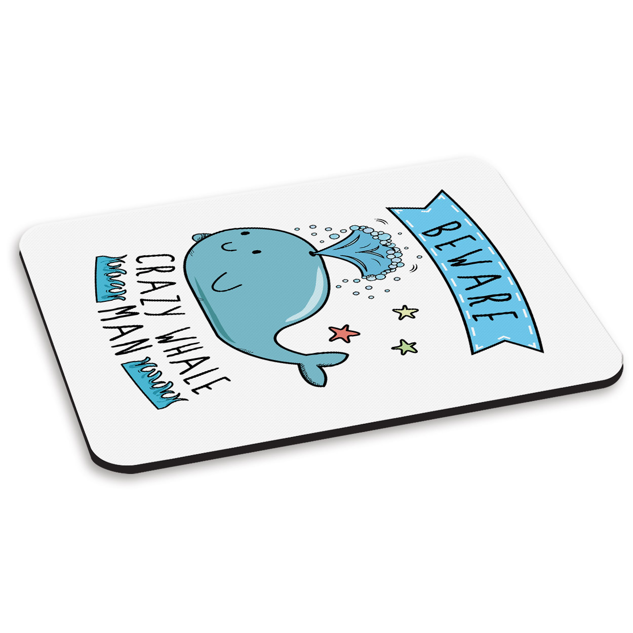 Beware Crazy Whale Man PC Computer Mouse Mat Pad - Funny Animal Sealife