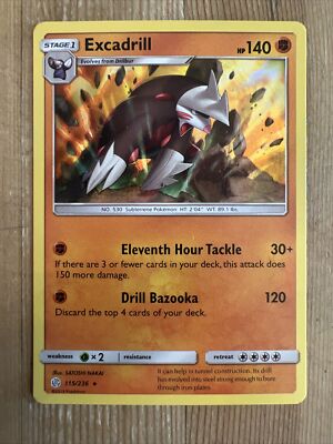 Pokémon TCG Excadrill Sun & Moon - Cosmic Eclipse 115/236 Holo Holo Rare LP