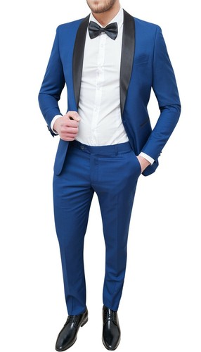 ABITO COMPLETO UOMO SARTORIALE BLU CHIARO SLIM FIT ADERENTE SMOKING da 42 a  60 | eBay