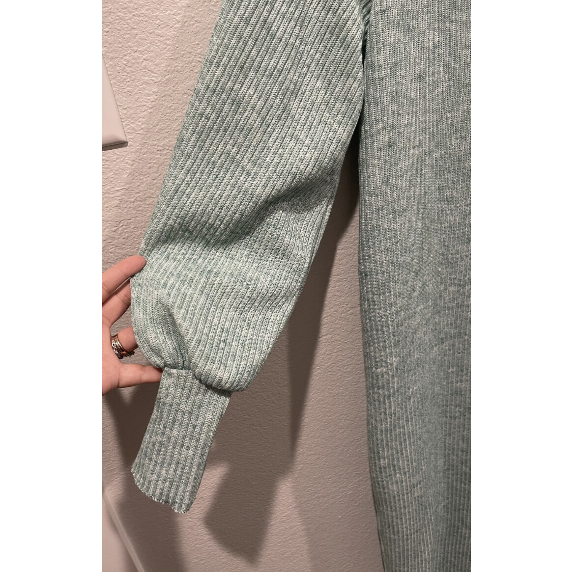 ZARA Green Ribbed Knit Long Sleeve Crew Neck Sweater Dress Size S | eBay