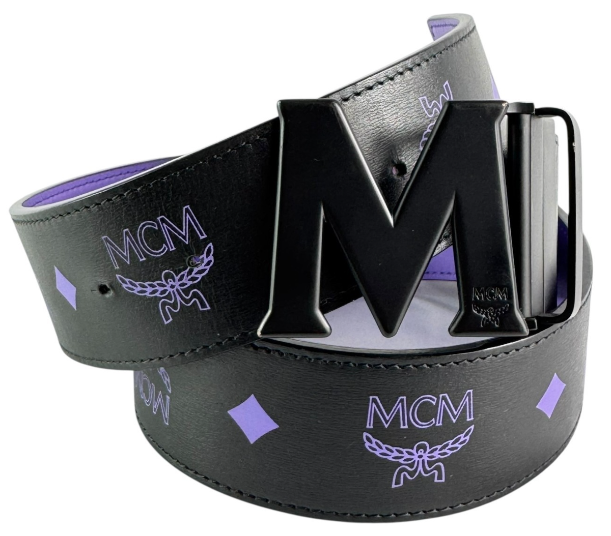 MCM Black Purple Leather Visetos Monogram Reversible Claus Men's - Main Image
