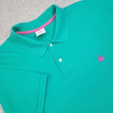Brooks Brother Polo Shirt Mens 2XL Slim Fit Bright Blue Short Sleeve Preppy Logo