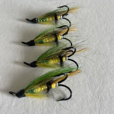 4 X Green Highlander Treble Hook Salmon Fishing Flies Professionally tied Size 8