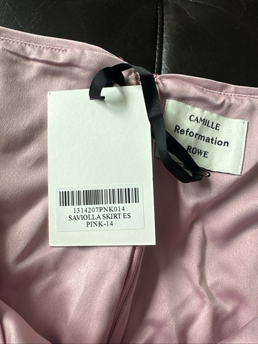Minigonna rosa Reformation x Camille Rowe donna taglia 14 Saviolla paillettes Barbie - Foto 5 di 12