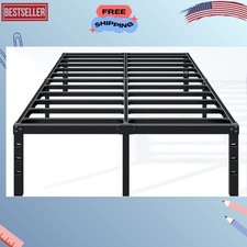 18 inch queen metal bed frame heavy duty platform no box spring black