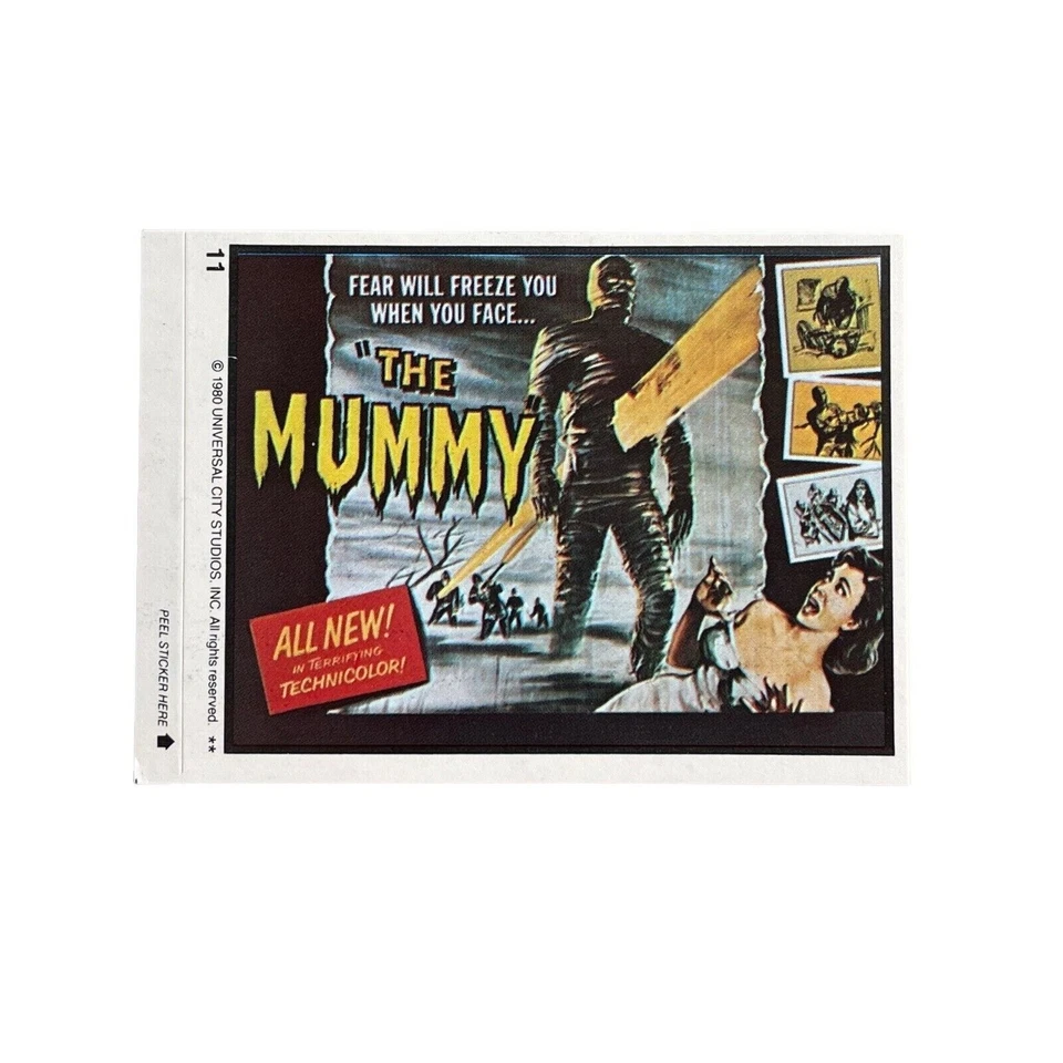 Vtg 80s The Mummy Trade Card #11 Horror Universal City Studios Sticker Puzzle - Image 2 of 3