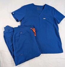 Figs Zamora Joggers Catrina Womens Scrub Top Pants Set Large Petite Blue 2 Piece