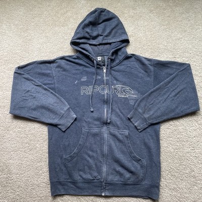 VINTAGE Rip Curl Hoodie Mens Medium Blue Sweatshirt Full Zip